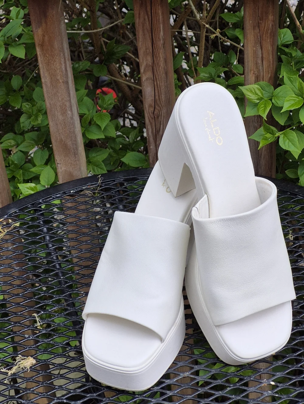 ALDO White Padded Slide Platform Mules - Picture 12 of 16